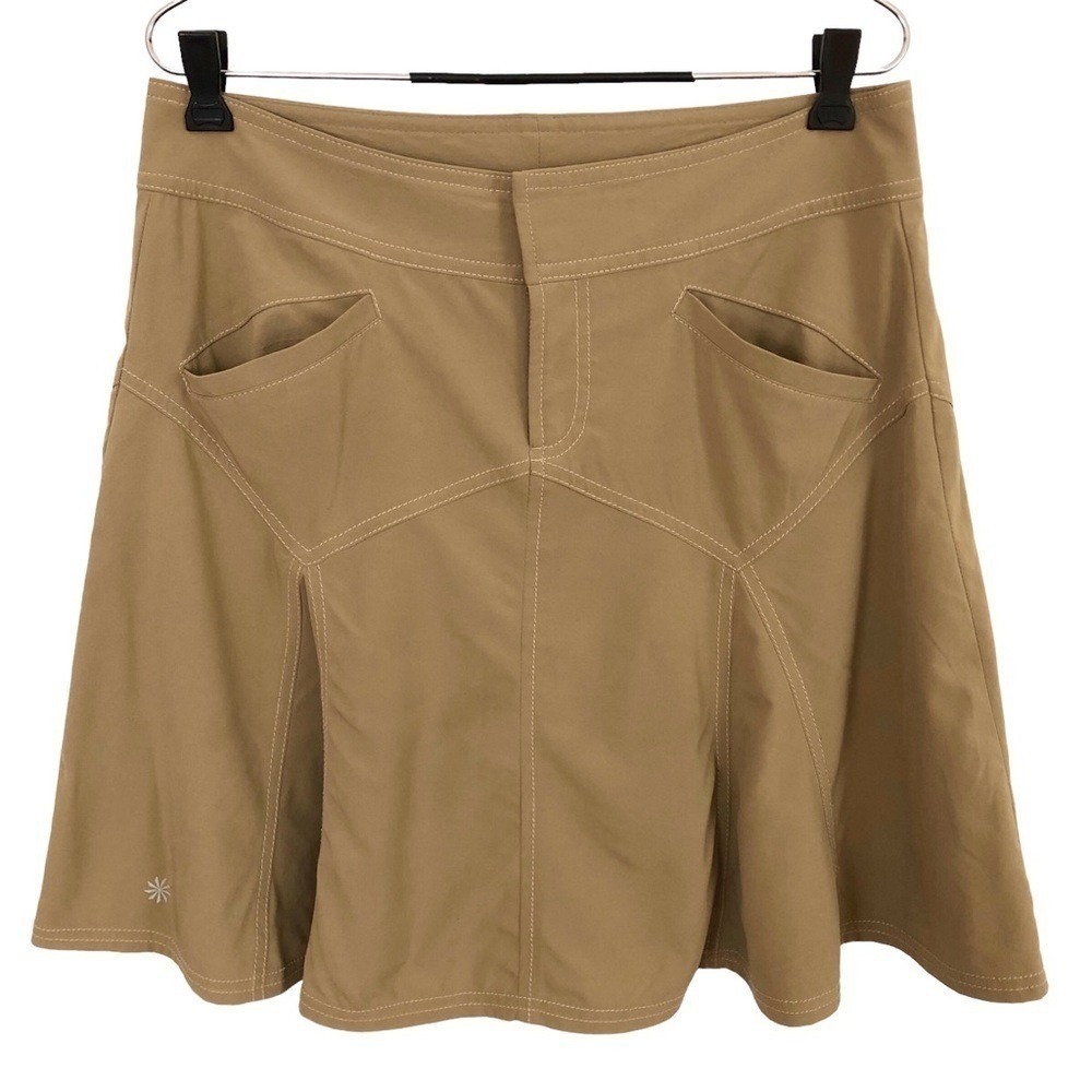 ATHLETA 6T Tall All Terrain SKIRT Khaki Taupe Outdoor Hiking Sporty Athleisure